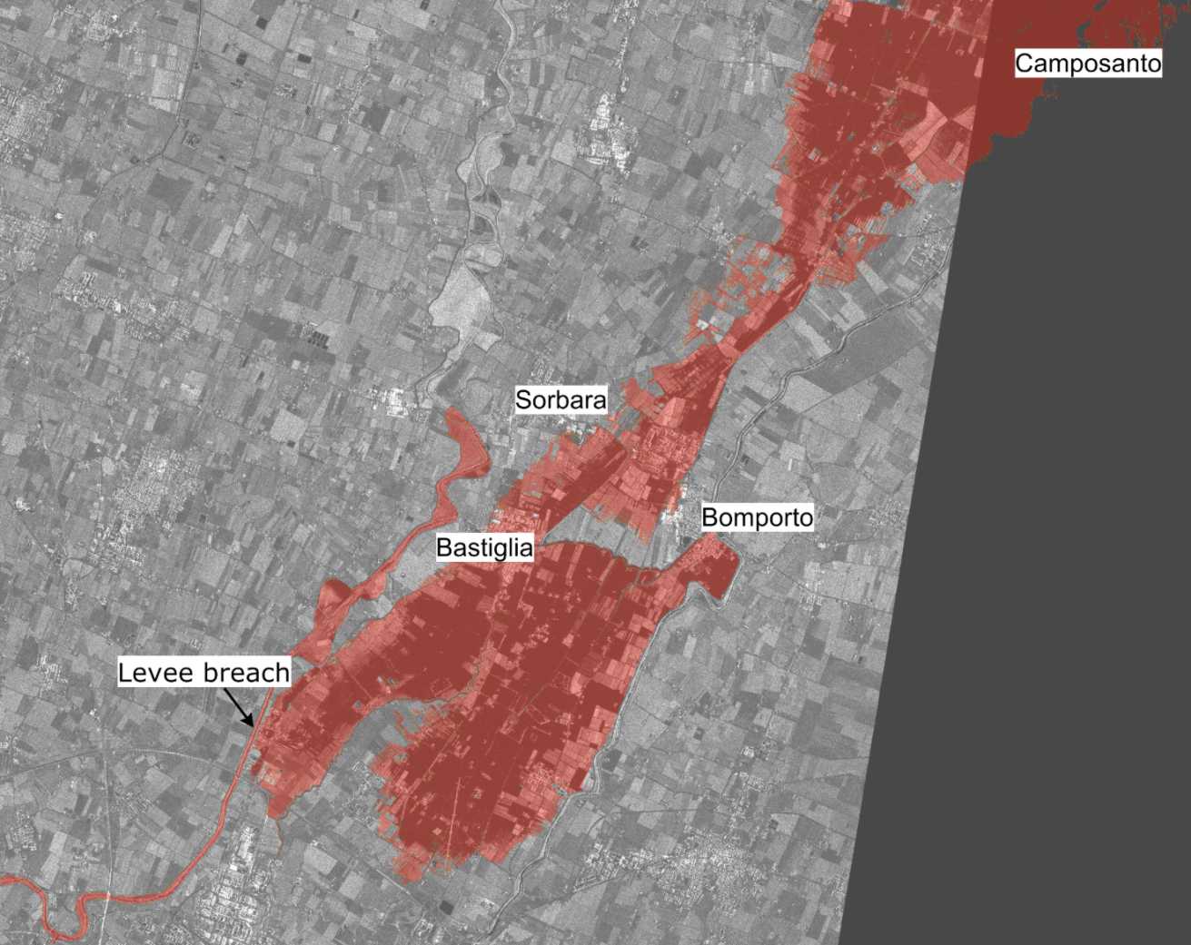 Simulation of the flood event on the Secchia river in January 2014